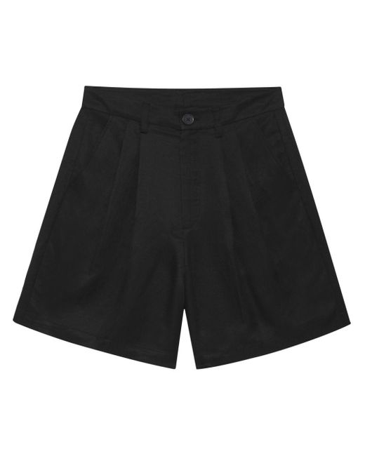 Anine Bing Black Carrie Pleat-Detailing Shorts