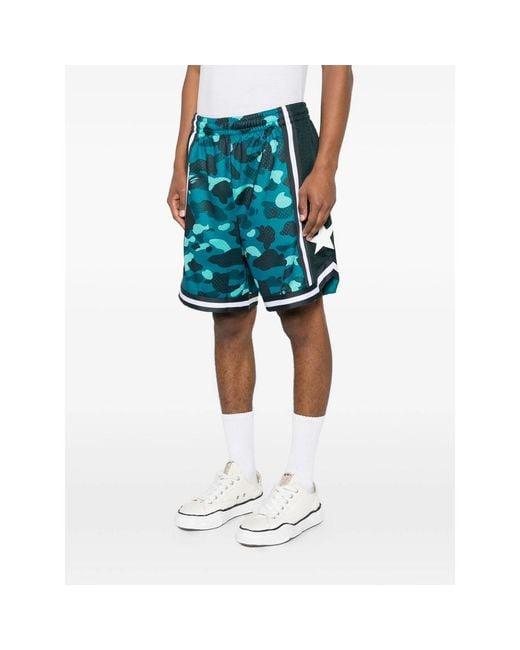 A Bathing Ape Blue Abc Camo Sta Shorts for men
