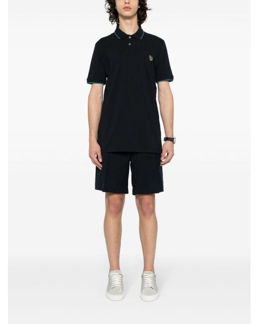 PS by Paul Smith Black Logo-Appliqué Polo Shirt for men