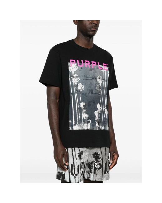 Purple Brand Black Mirage Graphic-Print T-Shirt for men