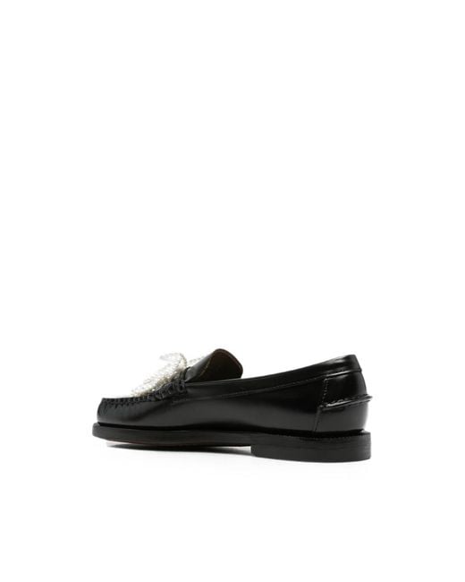 Sebago Black Bow-Embellished Loafers