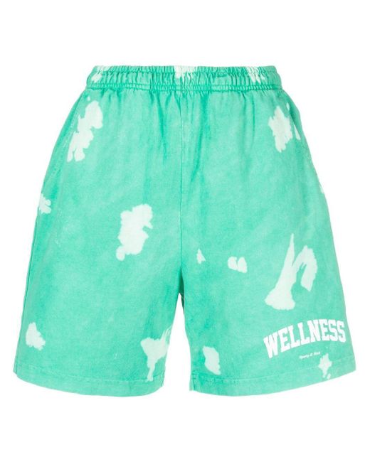 Sporty & Rich Green Wellness Tie-Dye Shorts