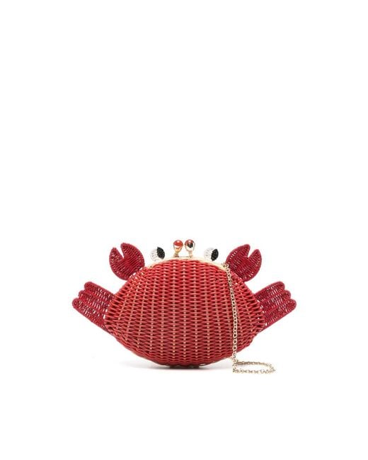 Serpui Red Ash Crab Chain Clutch Bag