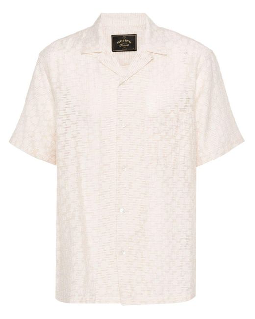 Portuguese Flannel White Abstract-Pattern Semi-Sheer Shirt for men
