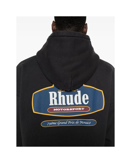 R H U D E © Black Logo-Print Hoodie for men
