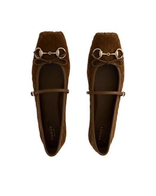 Gucci Brown Horsebit Ballet Flats