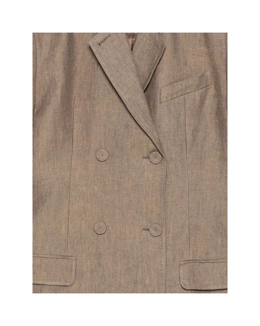 Mark Kenly Domino Tan Brown Jenia Double-Breasted Jacket