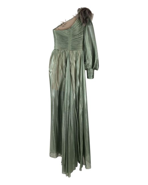 IRIS SERBAN Green Hellen One-Sleeve Maxi Dress