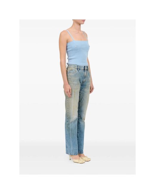 MM6 by Maison Margiela Blue Faded Flared Jeans