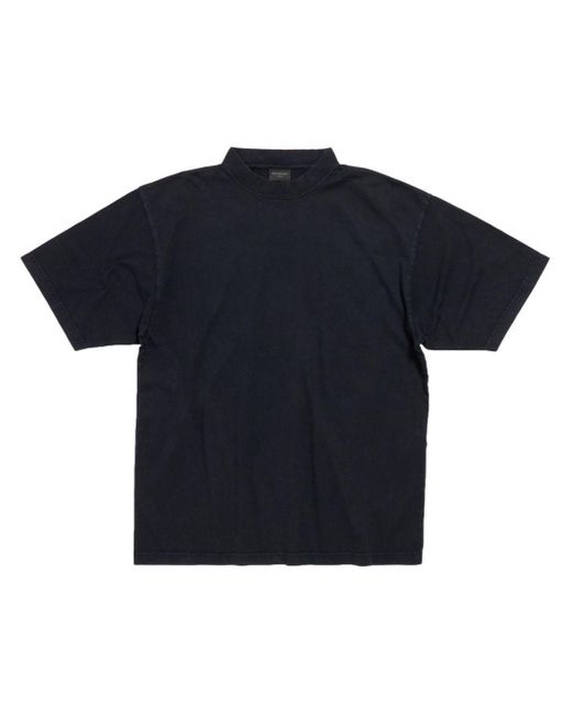 Balenciaga Blue Logo-Print Cotton T-Shirt
