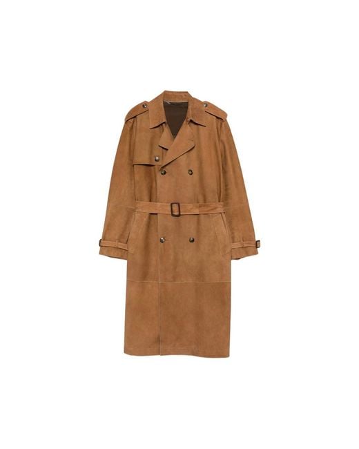 Canali Brown Belted Double-Breasted Jacket for men