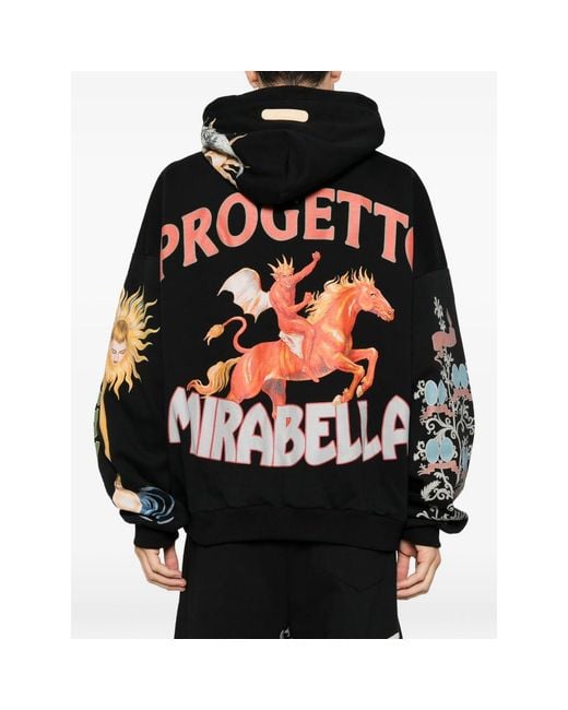 PDF Black Graphic-Print Hoodie for men