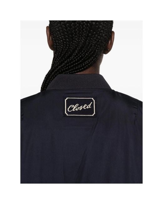Closed Blue Logo-Patch Bomber Jacket