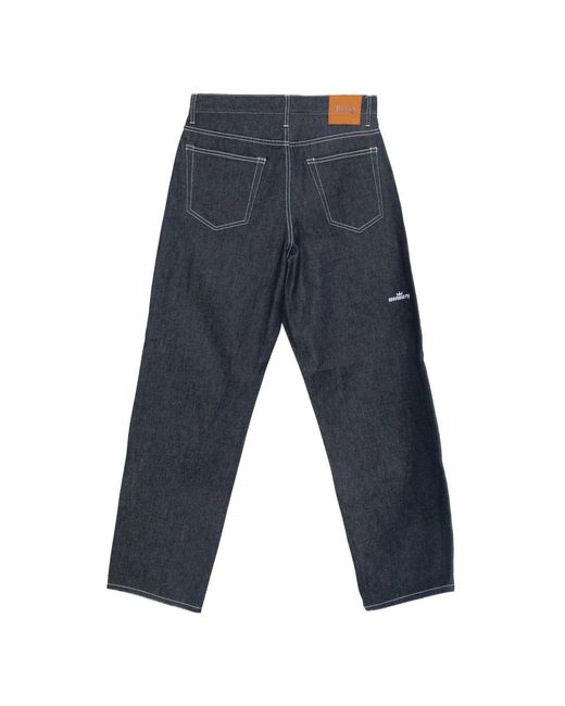 Awake Couture Blue Contrast-Stitch Straight-Leg Jeans for men