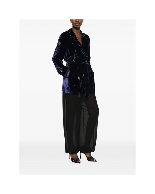 Forte_forte Blue Bead-Embellished Velvet Jacket