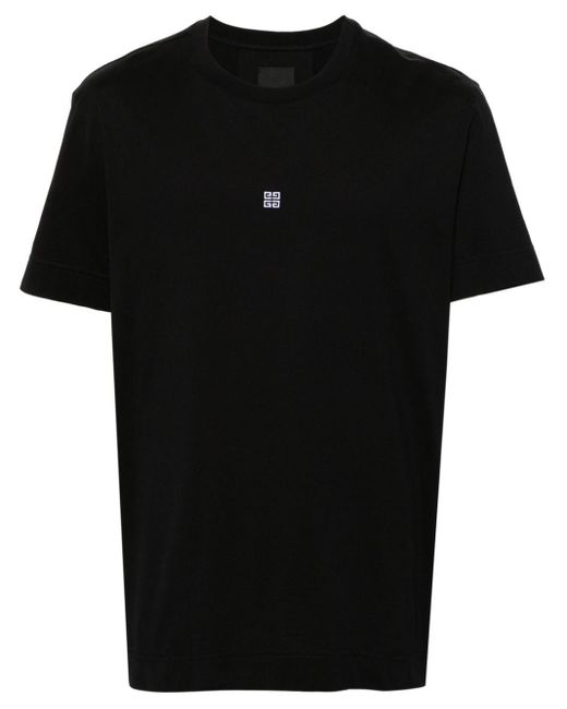 Givenchy Black 4G-Embroidered Cotton T-Shirt for men