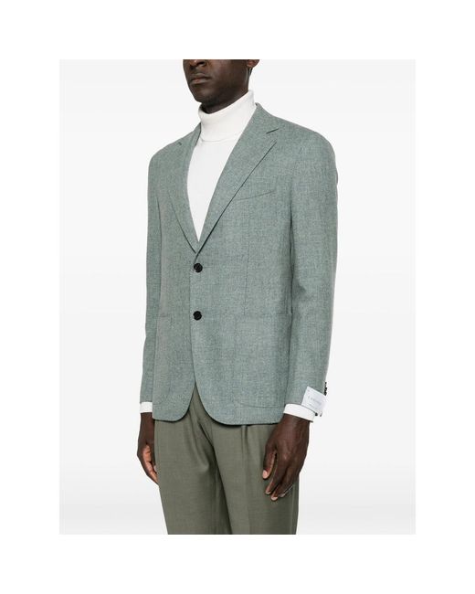 Caruso Blue Aida Single-Breasted Blazer for men