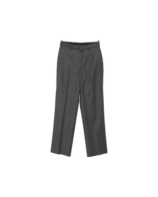 Reveres 1949 Gray Pinstripe-Pattern Straight-Leg Trousers for men