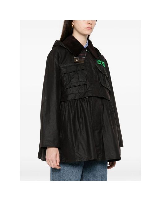 BARBOUR X GANNI Black X Ganni Peplum Waxed Coat