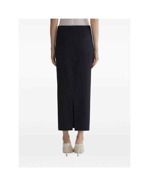 Mugler Black Pinstriped Split Skirt