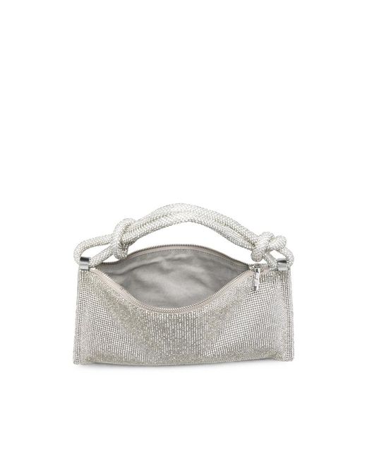 Cult Gaia Gray Crystal-Embellished Knotted Shoulder Bag