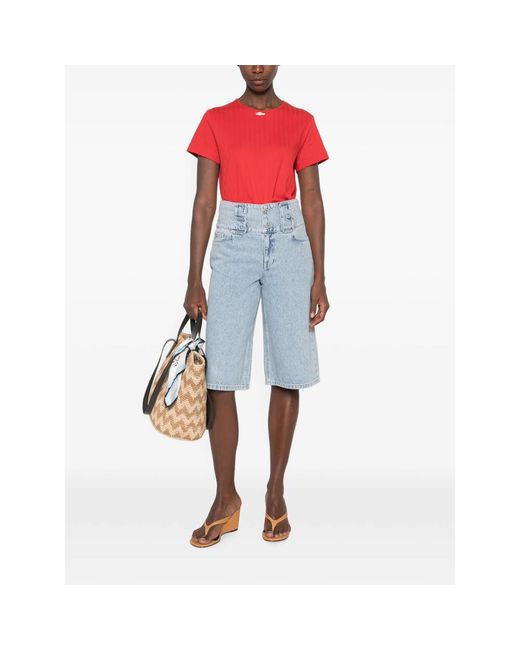 Stine Goya Blue High-Waisted Panelled Shorts