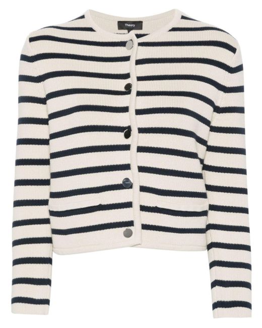 Theory Natural Striped Cotton Cardigan