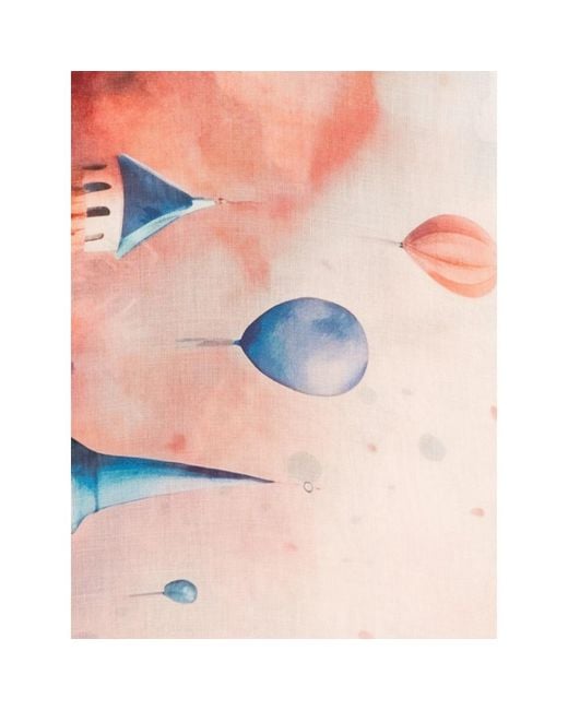D'Aniello Pink Frayed-Edges Printed Scarf