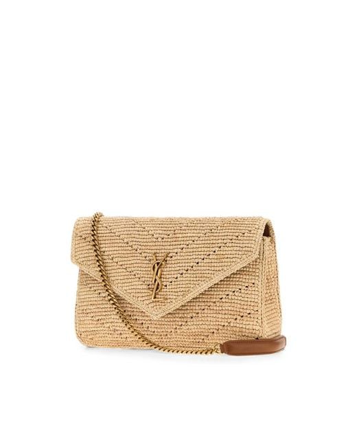Saint Laurent Metallic Loulou Raffia Shoulder Bag