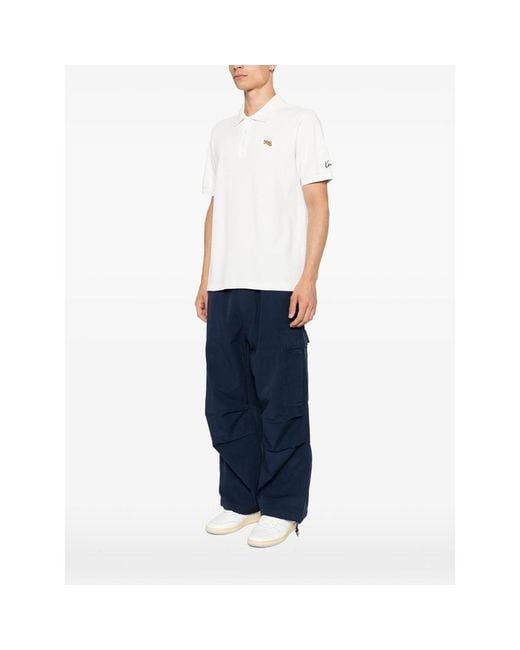 KENZO White Tiger-Patch Polo Shirt for men