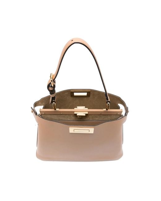 Fendi Natural Turnlock Handle Tote Bag