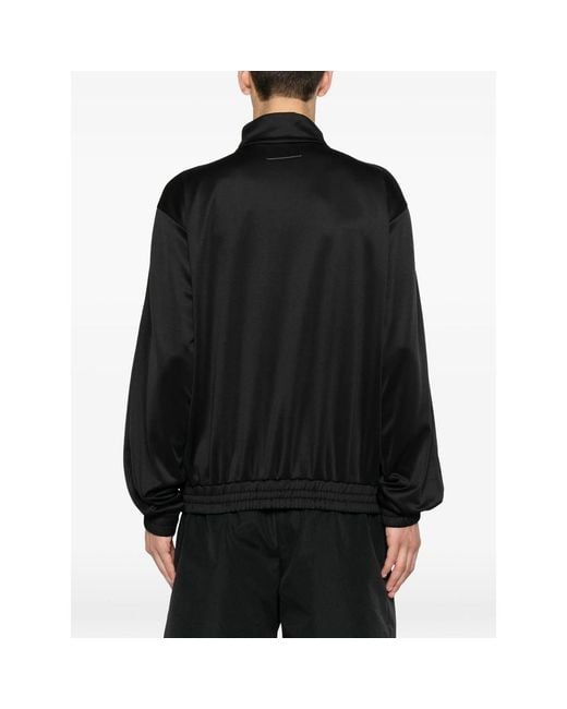 MM6 by Maison Margiela Black Logo-Embroidered Zip-Up Sweatshirt for men