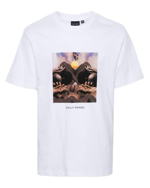 Daily Paper White Graphic-Print Cotton T-Shirt