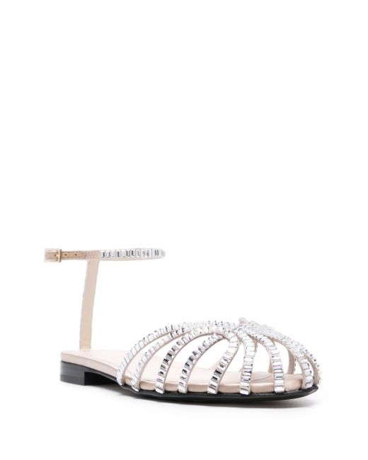 ALEVI White Rebecca Crystal-Embellished Caged Sandals