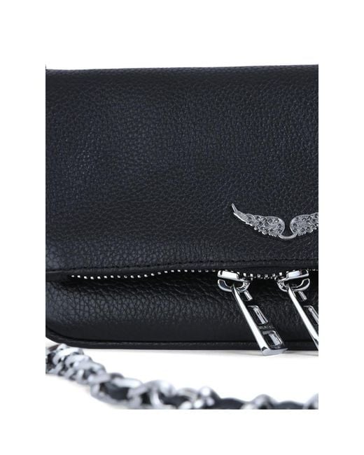 Zadig & Voltaire Black Mini Rock Leather Clutch Bag
