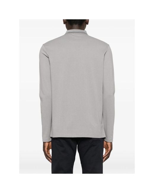 Boss Gray Long-Sleeve Polo Shirt for men