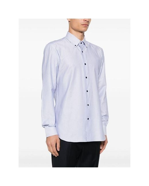 Mazzarelli Blue Cotton Shirts for men