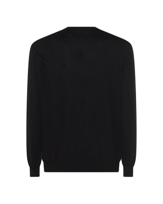 Malo Black Crew-Neck Virgin-Wool Sweater for men