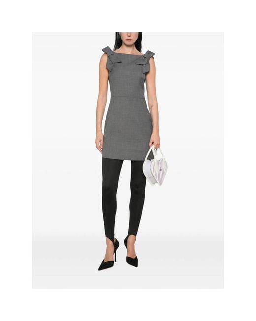 ShuShu/Tong Gray Bow-Strap Mini Dress