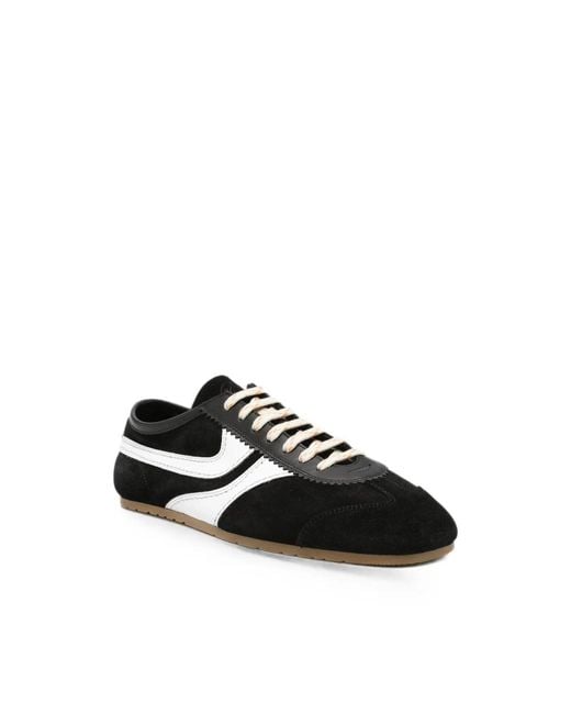 Dries Van Noten Black Suede-Panelled Leather Sneakers for men