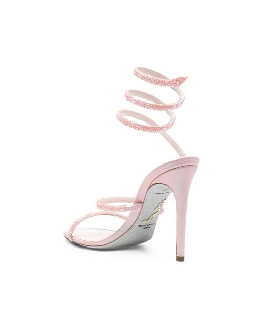 Rene Caovilla Pink Cleo Crystal-Embellished Sandals