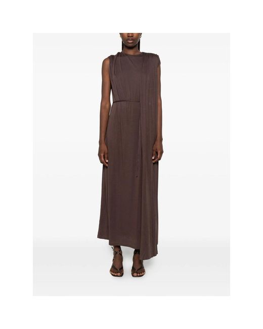 Viktoria Chan Brown Draped-Detail Maxi Dress