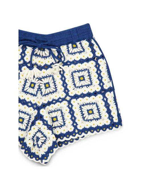 ALÉMAIS Blue Dolly Patchwork Crochet Shorts
