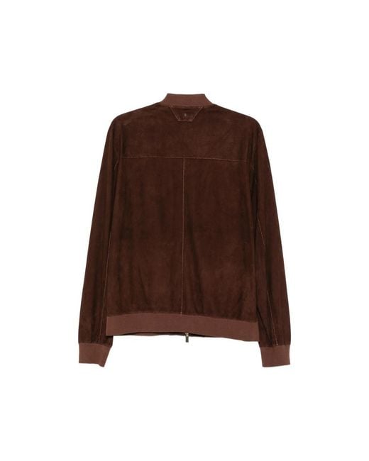 SANTORO Brown Suede Bomber Jacket for men