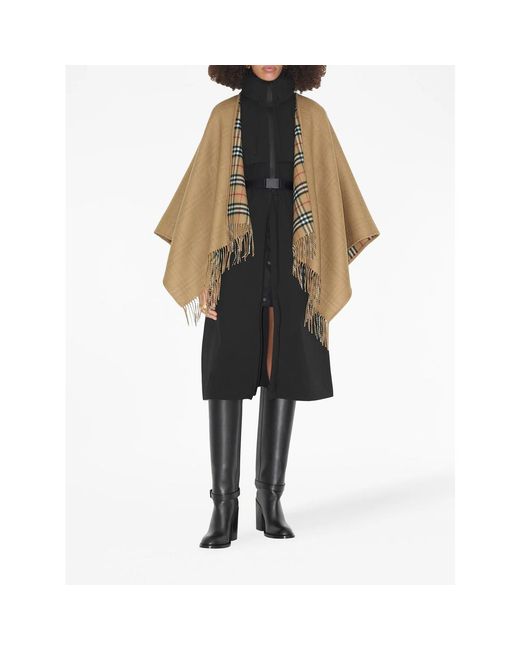 Burberry Brown Check-Pattern Reversible Wool Cape for men