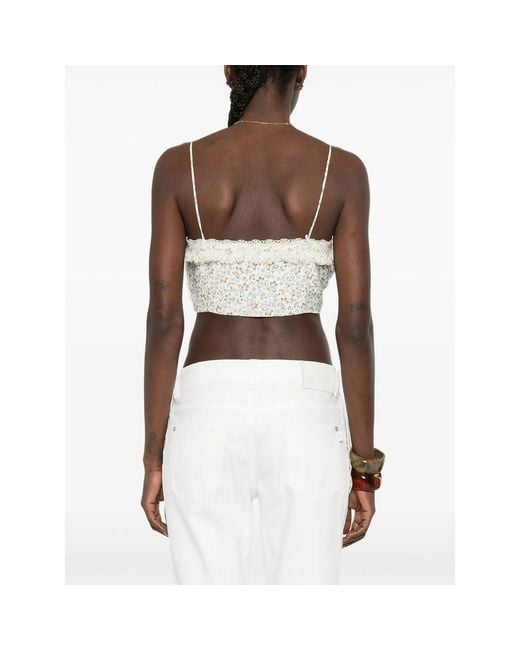 Ermanno Scervino White Sleeveless Silk Top With Floral Print