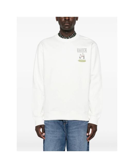 Drole de Monsieur White Drôle Boxers Graphic-Print Sweatshirt for men
