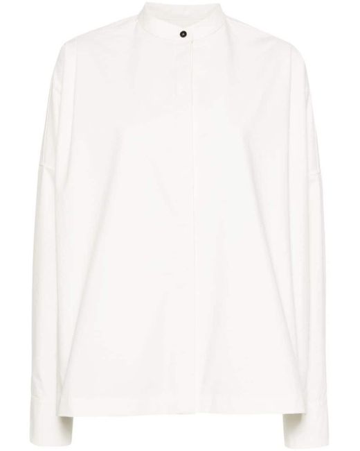 Jil Sander White Band-Collar Cotton Shirt