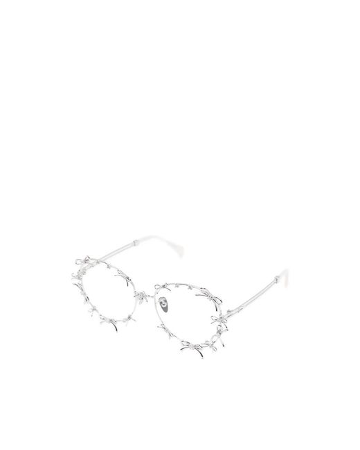 YVMIN White Bow Round-Frame Sunglasses