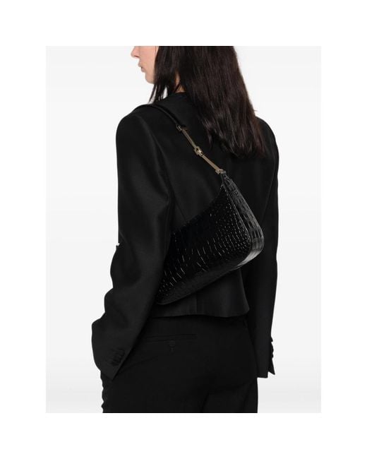 Tom Ford Black Crocodile-Effect Leather Shoulder Bag